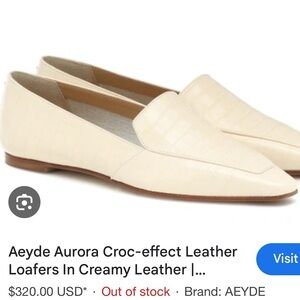 Aeyde croc leather cream color flats size 6